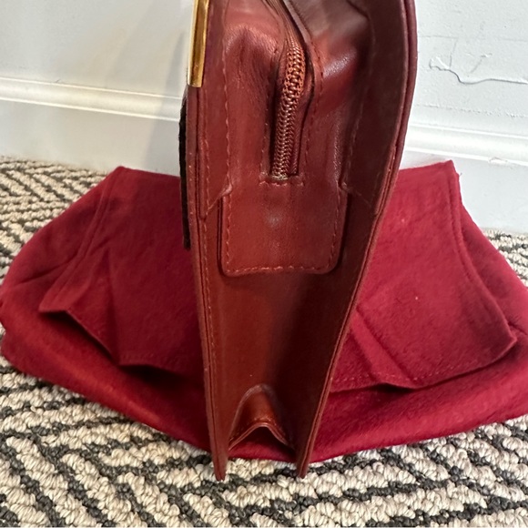 Cartier Burgundy Leather Clutch with Gold Accents & Coin pouch - Picture 10 of 16